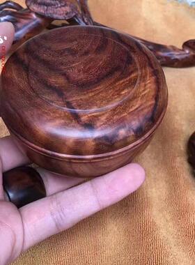 海南黄花梨胭脂盒 蓝线水波纹胭脂盒 木质工艺品中式复古礼品