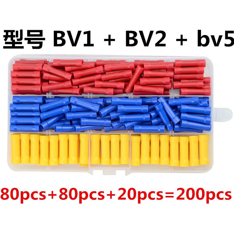 BV2电线接线连接器绝缘冷压端子接插件铜端头中间接头200pcs盒装