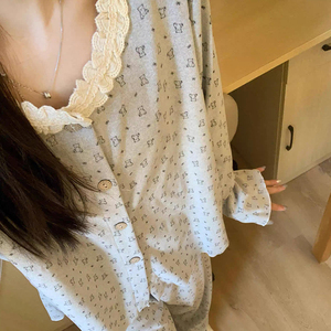 可爱小熊睡衣女长袖家居服两件套