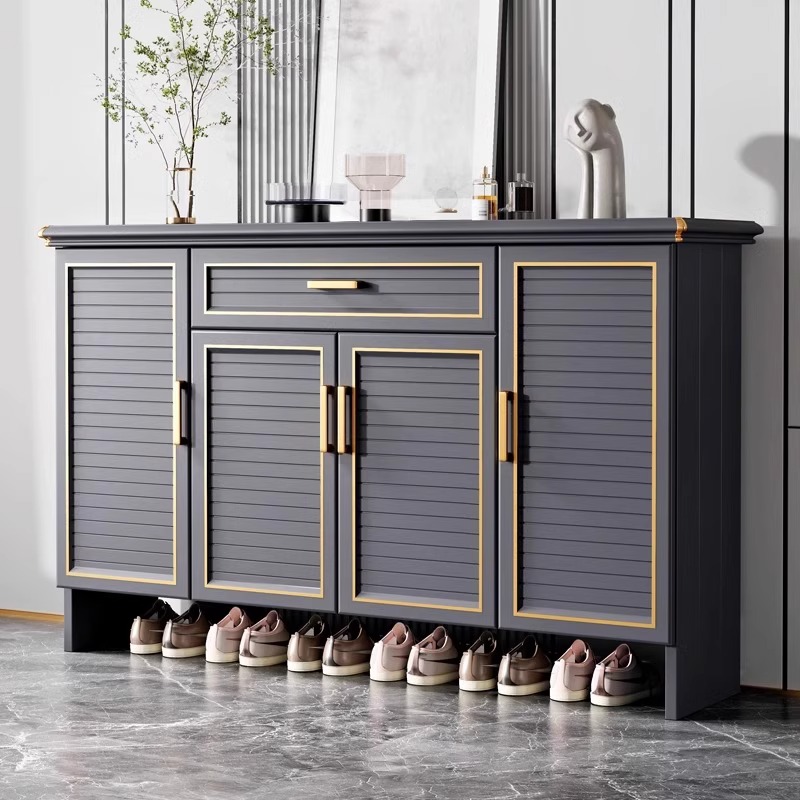 轻奢全铝合金鞋柜室内门口家用室外防晒防水大容量阳台储物柜定制