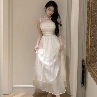 时尚 女装 2024新款 宫廷风吊带连衣裙夏季 甜美超仙显瘦气质长裙 法式