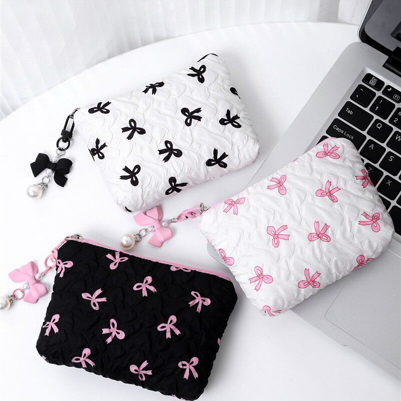 跨境蝴蝶结化妆包高颜值零钱包收纳包可爱化妆包大容量高级感包包