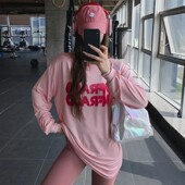 显示宽松大码 跑步运动瑜伽服秋冬季 胖MM健身速干字母上衣瑜伽长袖