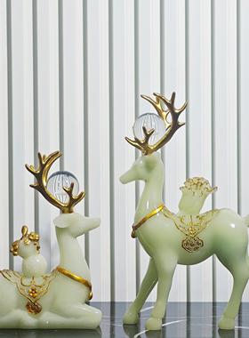 现代轻奢客厅电视柜入户玄关梅花鹿摆件乔迁新居礼品创意家居饰品