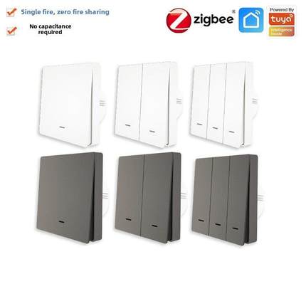 Zigbee智能钥匙开关单火零火线兼容面板语音多控制墙灯开关