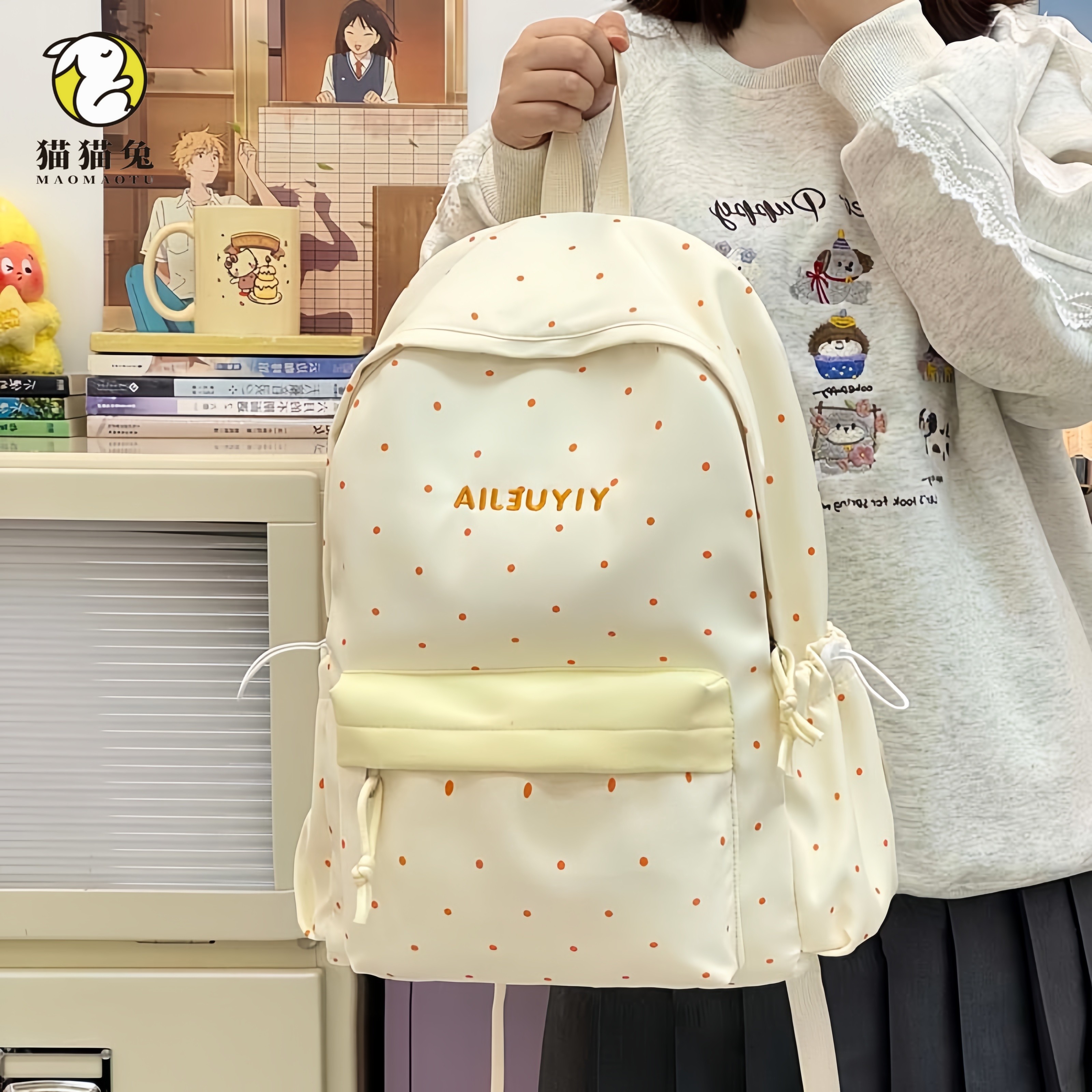 书包ins小众初中女生小学生高颜值可爱波点大容量超好看的双肩包,箱包皮具/热销女包/男包,双肩背包,淘宝优惠券,粉丝福利购,淘宝优惠卷