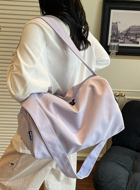 健身包女生紫色大容量干湿分离运动瑜伽包高颜值手提斜挎包行李包