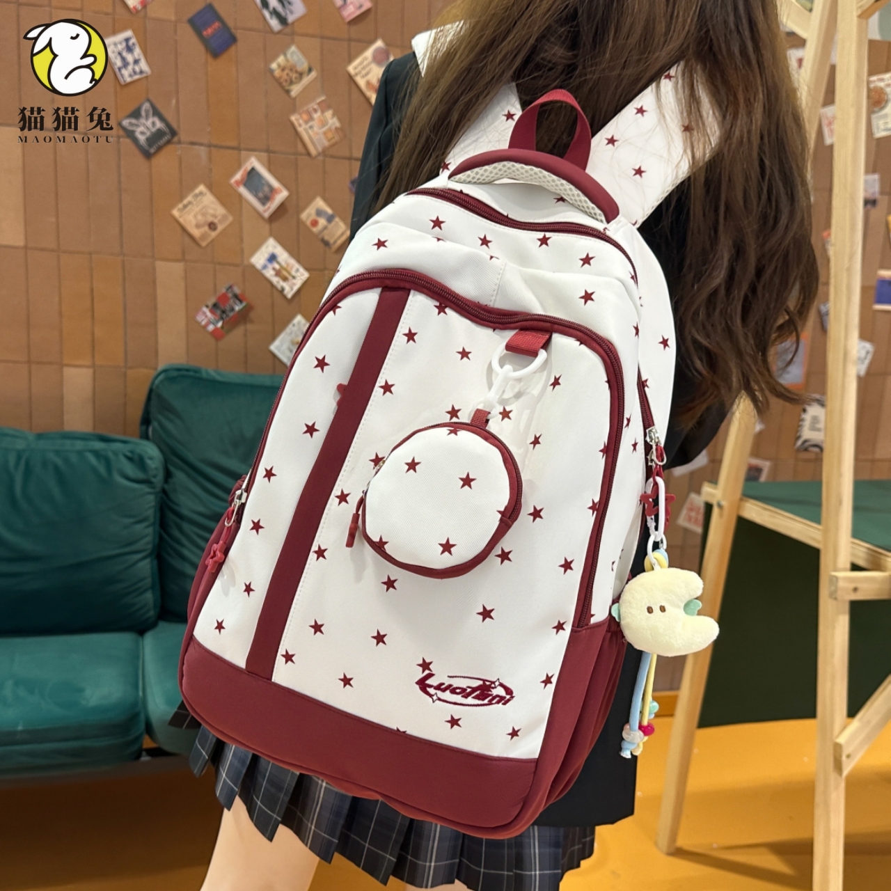 书包女初中生高颜值ins小众红色