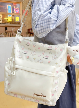 儿童补课包手提袋女生白色可爱高颜值2025新款大容量轻便补习袋女