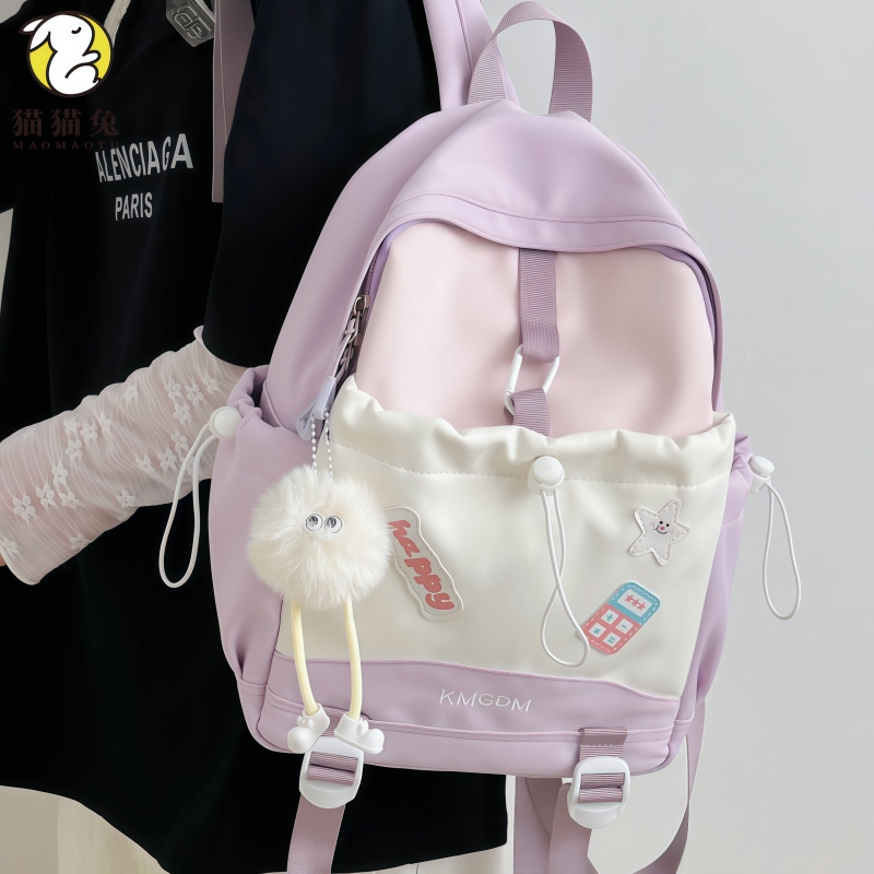 ins小众韩系紫色高颜值双肩背包