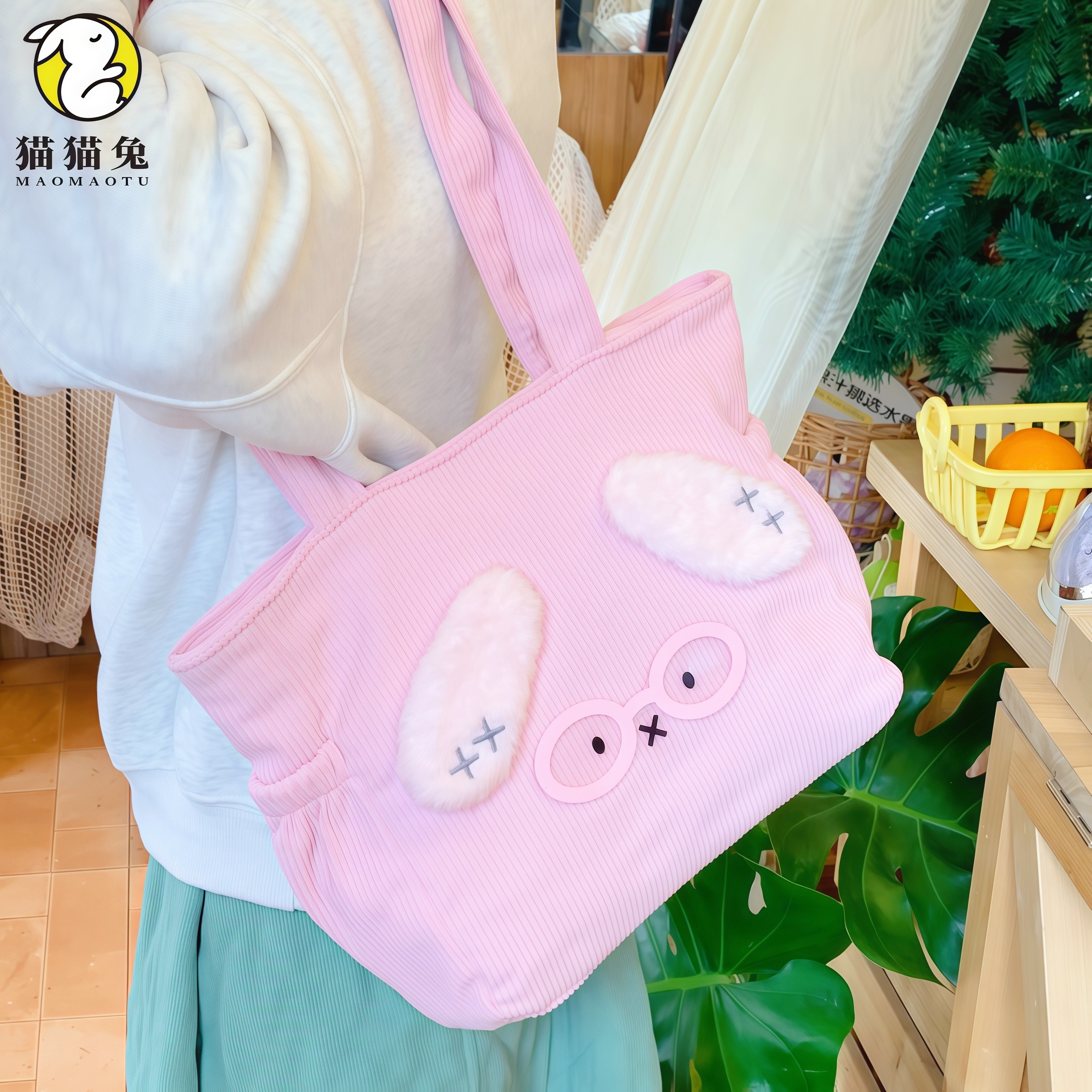 托特包大容量女ins百搭灯芯绒卡通可爱大容量学生通勤手提单肩包,箱包皮具/热销女包/男包,托特包,淘宝优惠券,粉丝福利购,淘宝优惠卷