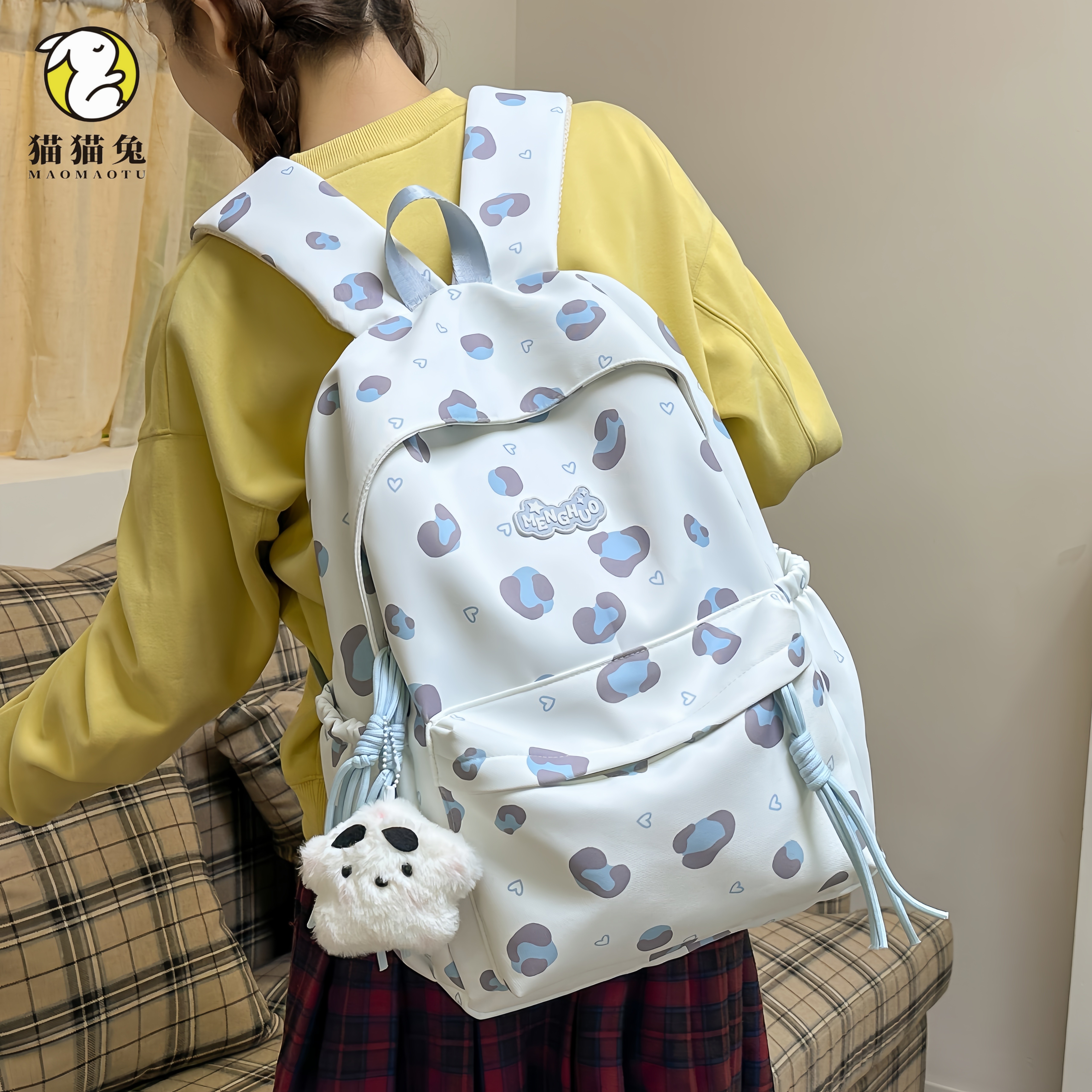 蓝色书包ins小众初中女生女大学生装电脑韩系高颜值大容量双肩包,箱包皮具/热销女包/男包,双肩背包,淘宝优惠券,粉丝福利购,淘宝优惠卷