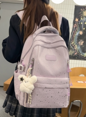 紫色书包ins小众初中女生小学生大容量多隔层高颜值校园双肩包女