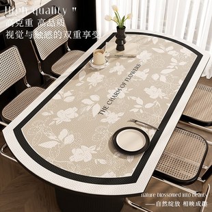 椭圆形餐桌垫防油防水防烫轻奢高级感餐桌布伸缩折叠圆桌桌垫 美式