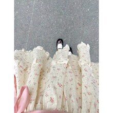 女大童碎花连衣裙夏季初中学生学院风甜美娃M娃领小个子蛋糕蓬蓬