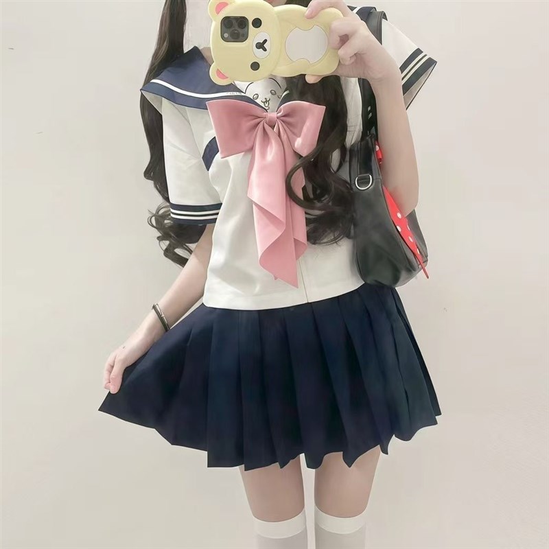 学院风JK套装女水手服jk童装幼稚园制服上衣百R褶短裙夏季日系软