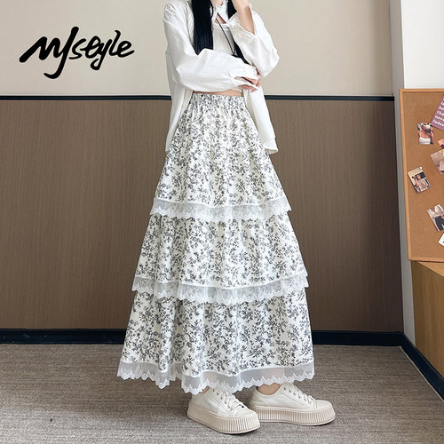 MJSTYLE法式碎花半身裙女