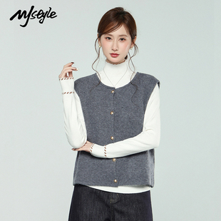 MJ STYLE简约复古马甲叠穿上衣女2025冬季新款坎肩背心内搭打底衫