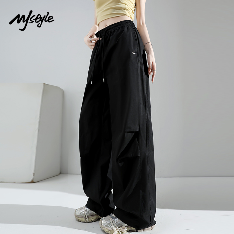 MJSTYLE美式黑色工装裤女2025