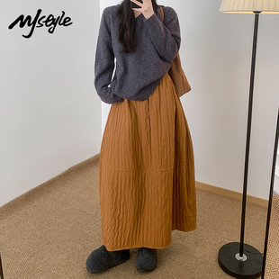 伞裙 显瘦高腰灯笼长款 STYLE肌理感花苞半身裙女2025秋冬新款