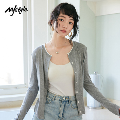 MJSTYLE冰丝薄款修身针织开衫