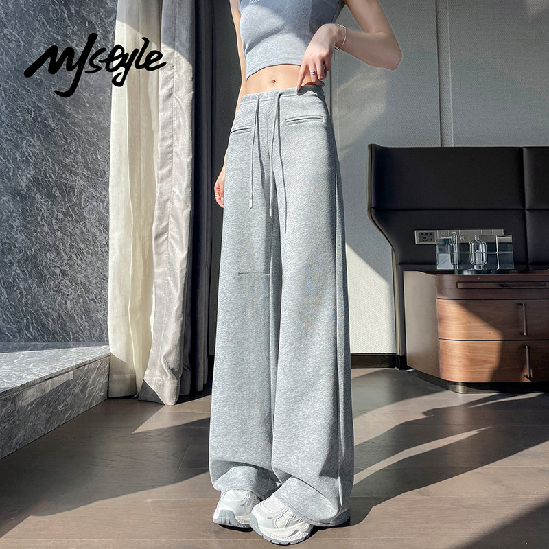 MJ STYLE设计感微喇卫裤女2026春季新款阔腿裤高腰修身显瘦直筒裤