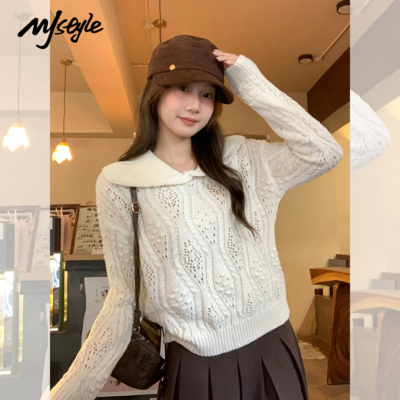 MJSTYLE甜美娃娃领针织衫女秋冬