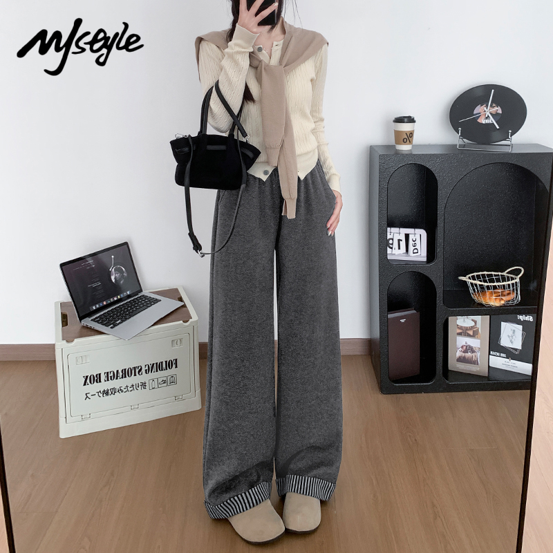MJSTYLE新款休闲毛呢阔腿裤女冬