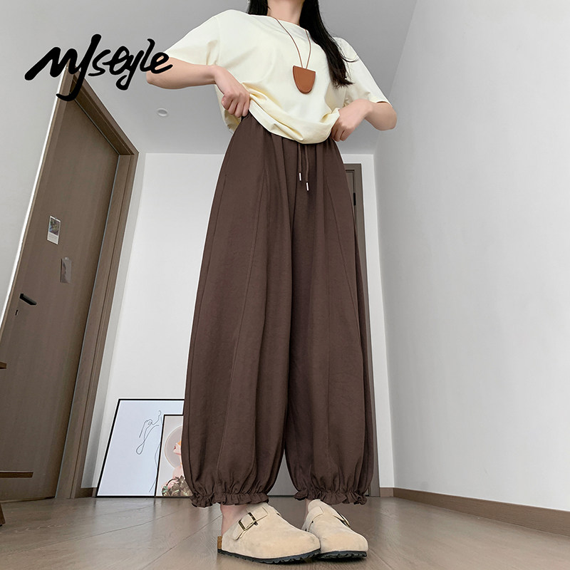 MJSTYLE木耳边九分哈伦阔腿裤女