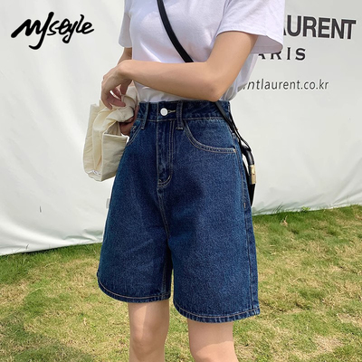 MJSTYLE复古直筒牛仔五分裤女夏
