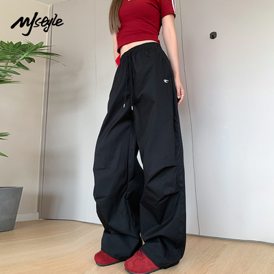 MJSTYLE黑色高腰显瘦阔腿裤