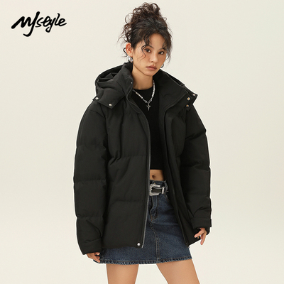 MJ STYLE时尚连帽面包服女2024冬季新款韩版休闲宽松棉服保暖外套