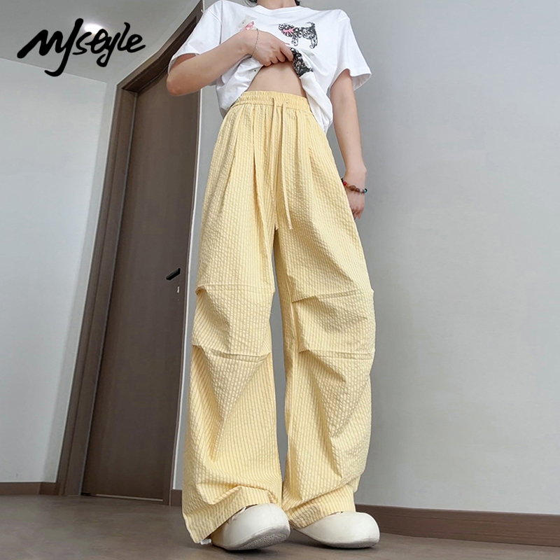 MJSTYLE多巴胺黄色直筒裤女2025