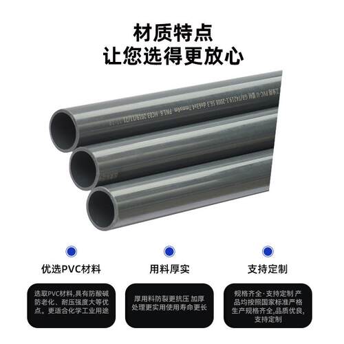 现货制造胶业化用台塑南NYGY亚pvc工管深灰色upvc工业加厚PVC塑硬