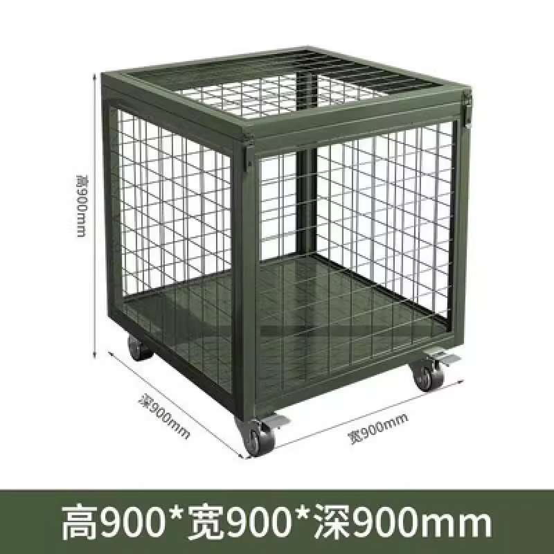 绿色移动网箱重型仓储箱野战物资器材网箱铁笼仓储笼带轮移动托盘