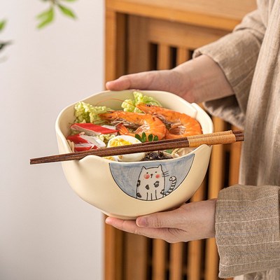 2024新款大碗7寸汤碗家用高颜值陶瓷可爱面碗日式拉面碗餐具大号