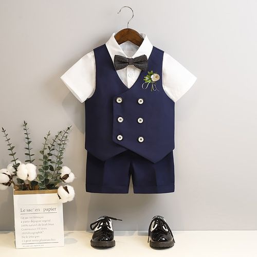 童装男童礼服儿童生日西装马甲衬衫演出夏季套装男孩宝宝花童婚礼