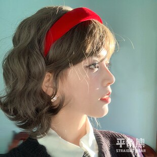 平角熊假发女短卷发全头套水波纹羊毛卷短发年轻显气质JK假发套式