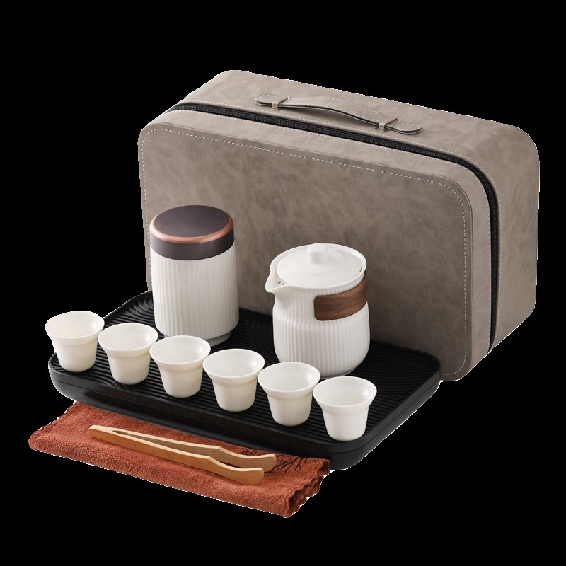 白瓷快客杯羊脂玉户外旅行茶具套装便携式陶瓷泡茶壶礼品定制logo