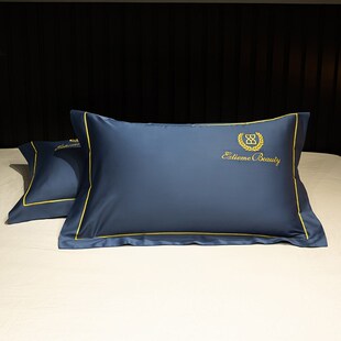 全棉双人枕套一对装 高端100支贡缎长绒棉纯棉50x80cm枕头套枕芯套