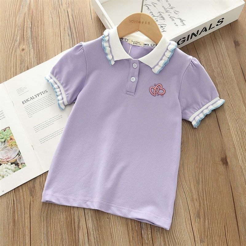 洋气童装2024夏款儿童女童纯棉短袖T恤 宝宝中大童翻领娃娃衫POLO,童装/婴儿装/亲子装,儿童POLO衫,淘宝优惠券,粉丝福利购,淘宝优惠卷