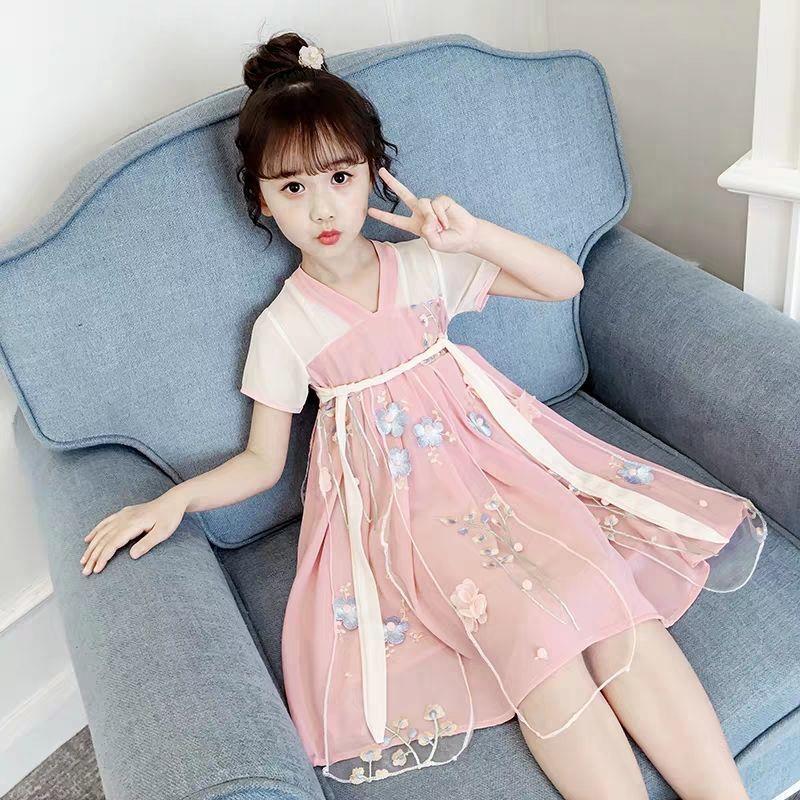 女童2022新款连衣裙夏装唐装汉服中国风儿童洋气裙子夏季女孩古装