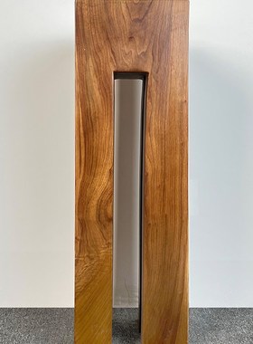 侘寂风实木墩底座中古风方柱子家用客厅茶室玄关木雕几何复古摆件