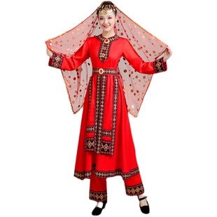 塔吉克族舞蹈服装儿童新疆舞蹈演出服成人女塔塔尔族少数民族套装
