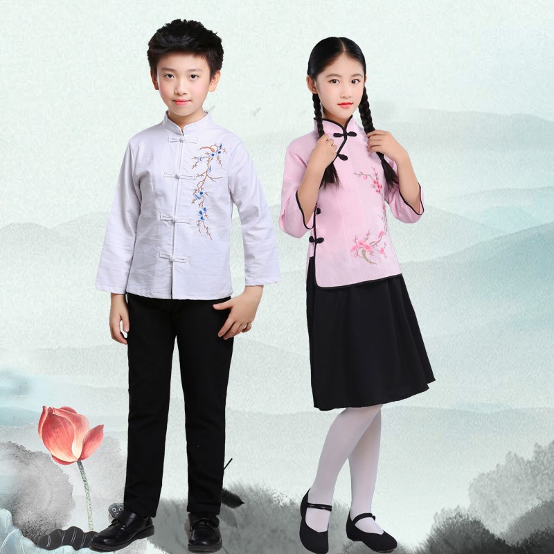 儿童国民服装学生装五四青年中山装中小学生民国风合唱朗诵演出服