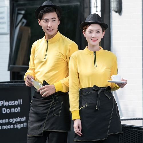 新款高端餐饮饭店餐厅火锅店服务员工作服卫衣长袖秋冬装男女前厅