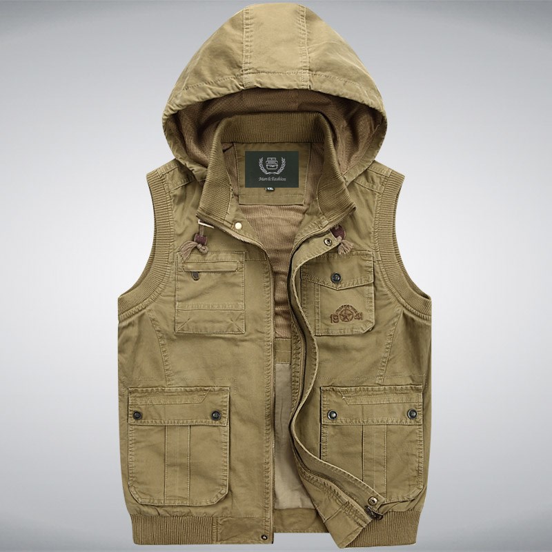 见展车男装多口袋记者摄影户外纯棉马甲休闲大码男钓鱼马夹外套