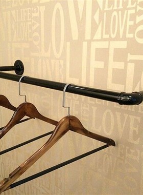 服装店上墙展示架铁艺u形复古墙上壁挂式正侧挂衣服货架子正挂杆