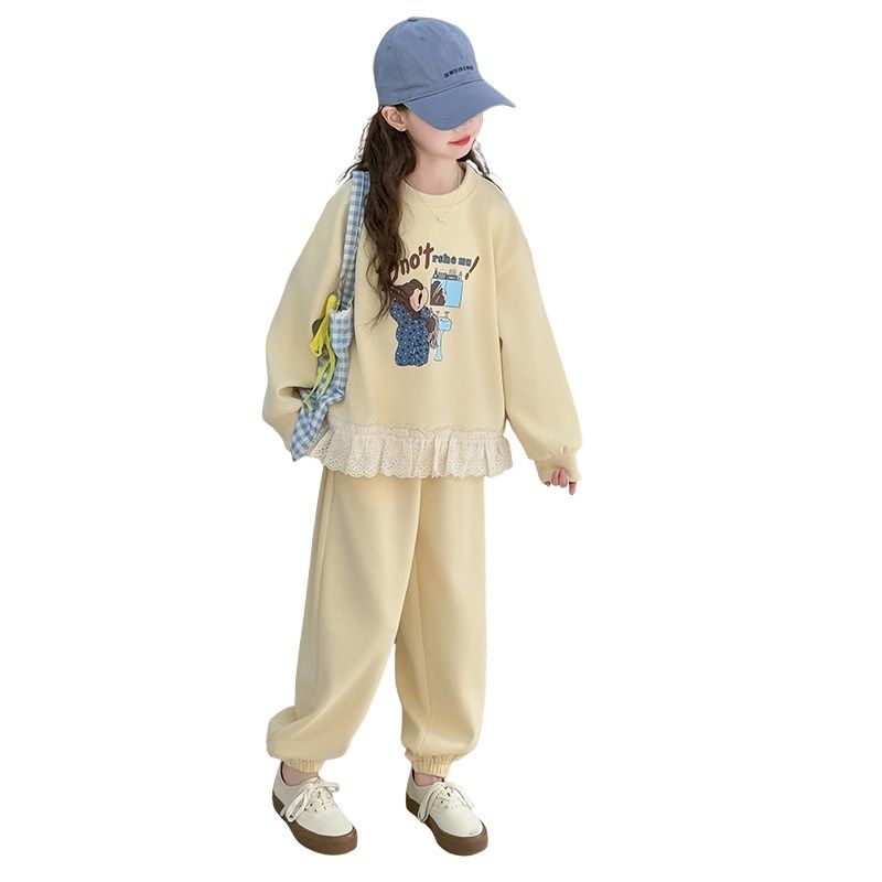 女童卫衣套装2025新款春秋超好看洋气女孩高级感中大童休闲两件套