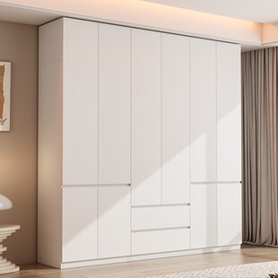 衣柜卧室家用出住房用免拉手分段式大衣橱新款实木成品组合收纳柜